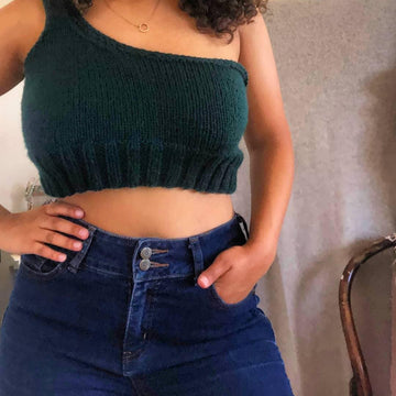 One Shoulder Knit Crop Top