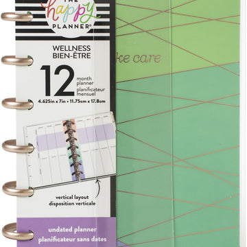 Happy Planner 12-Month Undated Mini Planner 7"X4.625" - Wellness