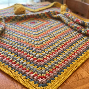 Mustard Granny Square Blanket
