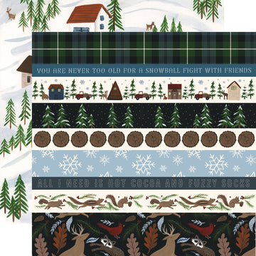 Echo Park Paper Warm & Cozy Double-Sided Cardstock 12"X12" 25/Pkg - Border Strips