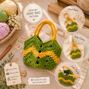 Crochet Bag Keychain Pattern PDF + Video Tutorial