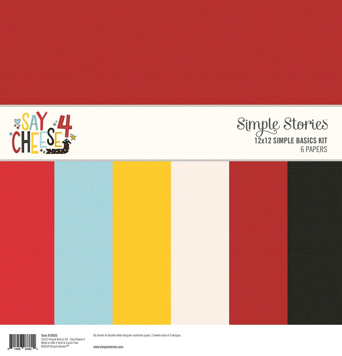 Simple Stories Basics Double-Sided Paper Pack 12"X12" 6/Pkg - Say Cheese 4, 3 Designs/2 Each