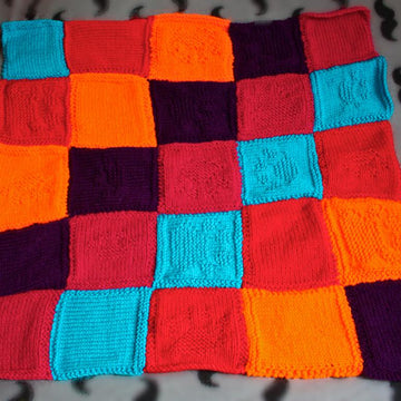 Purly Pawprint Patchwork Blanket