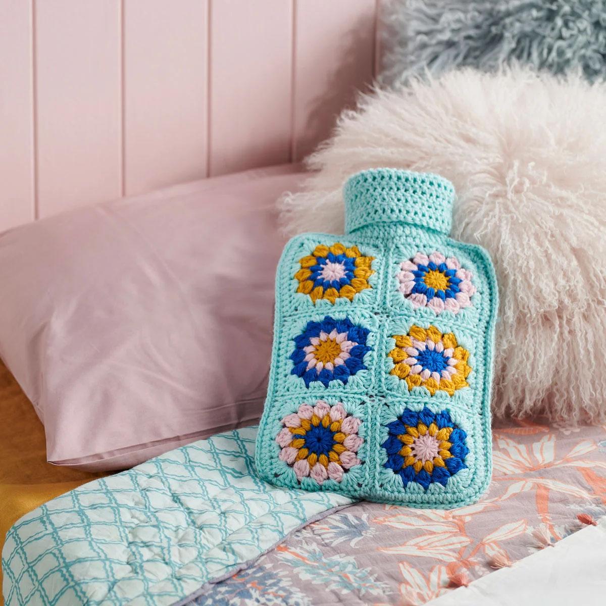 Granny Square Hot Water Bottle Cover Crochet Pattern