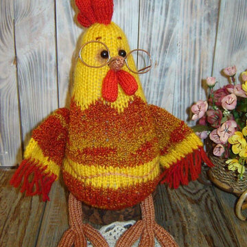Toy knitting pattern rooster for Valentine's Day rooster, 4 roosters -1 pattern