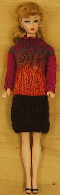 Fashion Doll Yoked Pullover and Slim Skirt