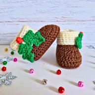 Christmas Pudding Baby Booties