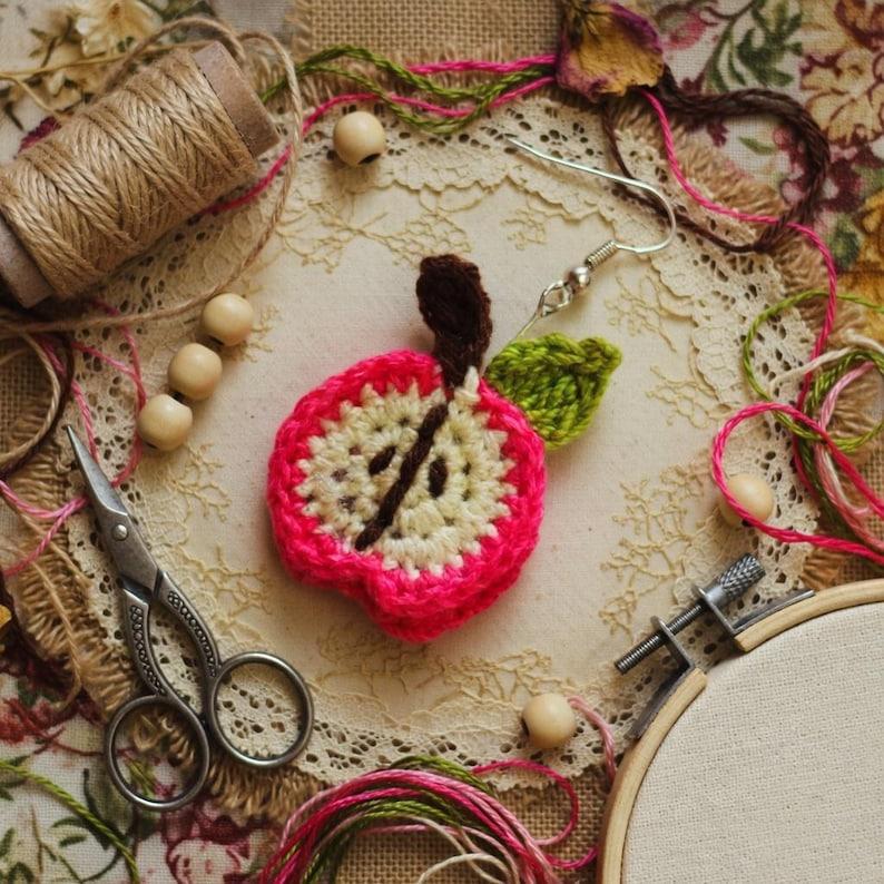 Crochet Apple Earrings Pattern – Mini Apple Earrings PDF + Video Tutorial