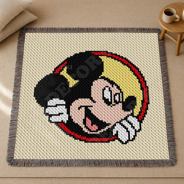 C2C Mickey Mouse Blanket Ivory Afghan Baby Throw Graphgan Crochet PATTERN