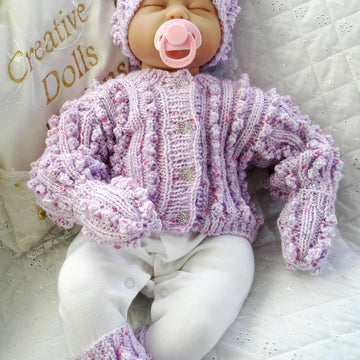 Dolls Clothes Knitting pattern, Bobble Cardigan, Hat and Boots