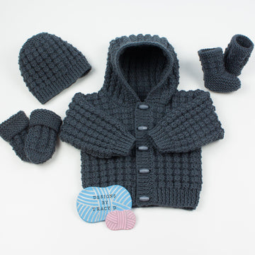Baby hoody knitting pattern Logan