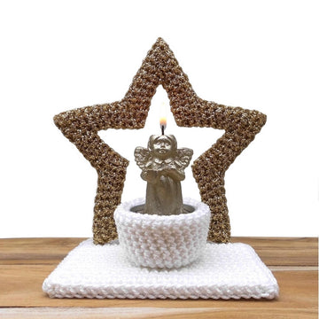 Star tealight holder in 2 versions - easy made from scraps of yarn