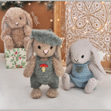 Bunny Dungarees and Beret, Back-and-forth knitting