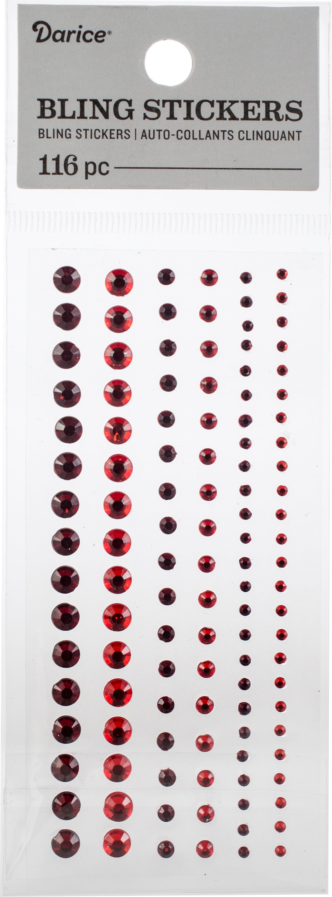 Darice Round Rhinestone Stickers 116/Pkg - Red
