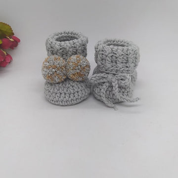 Baby Cuffed Pompom Booties