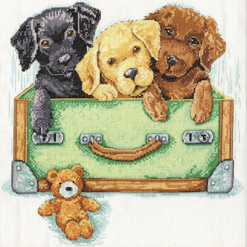 Design Works Suitcase of Labs Cross Stitch Kit - 30.48cm x 30.48cm