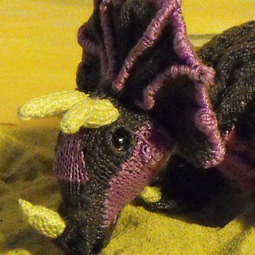 Tracy Triceratops toy dinosaur knitting pattern