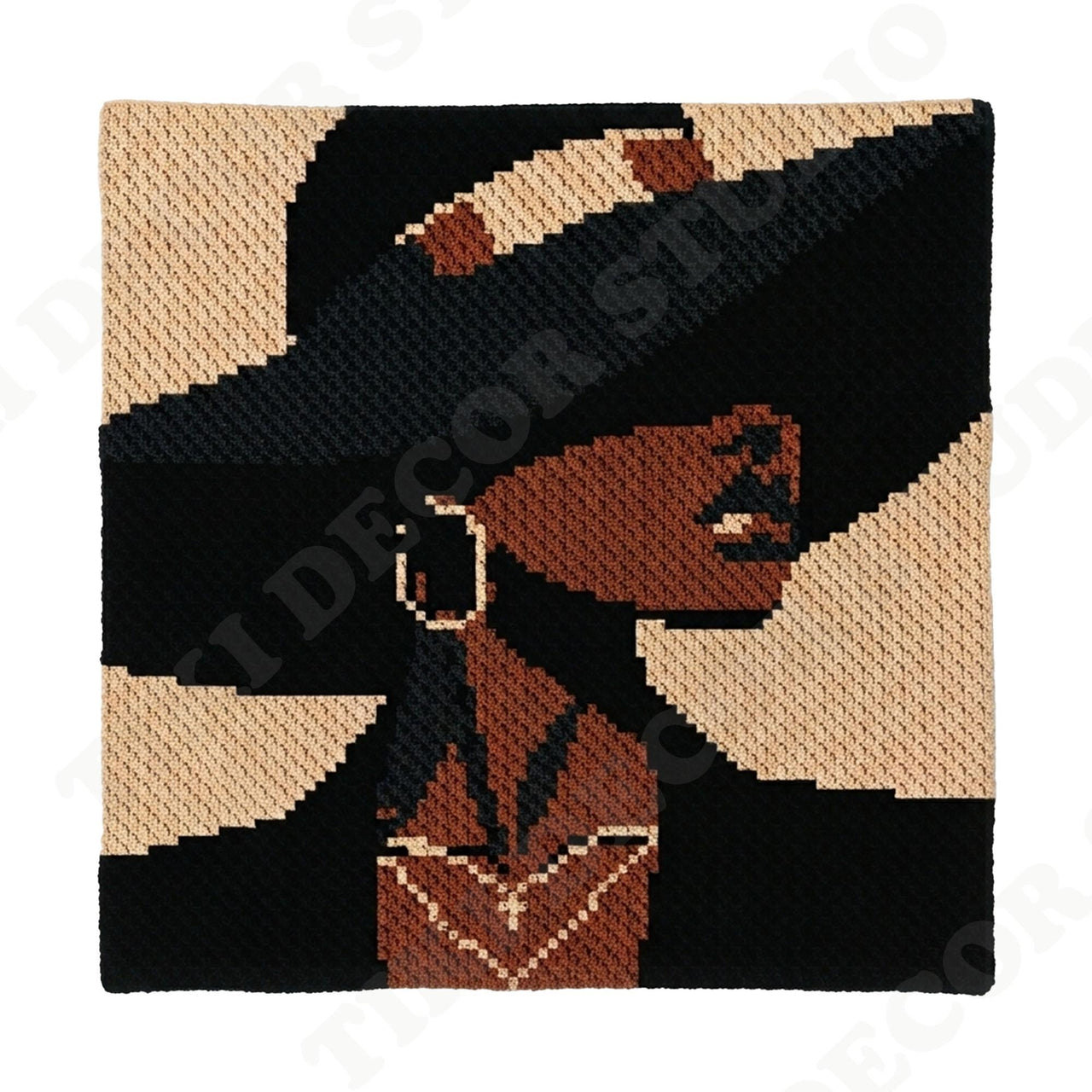 Black Hat Woman Blanket C2C Crochet PATTERN