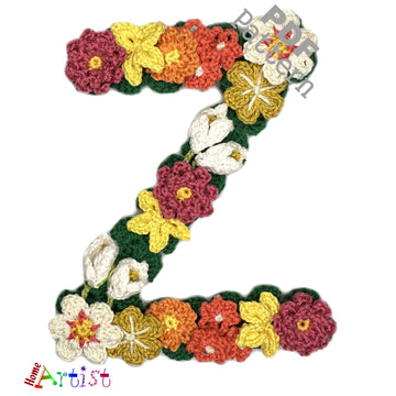 Floral letter Z crochet applique pattern