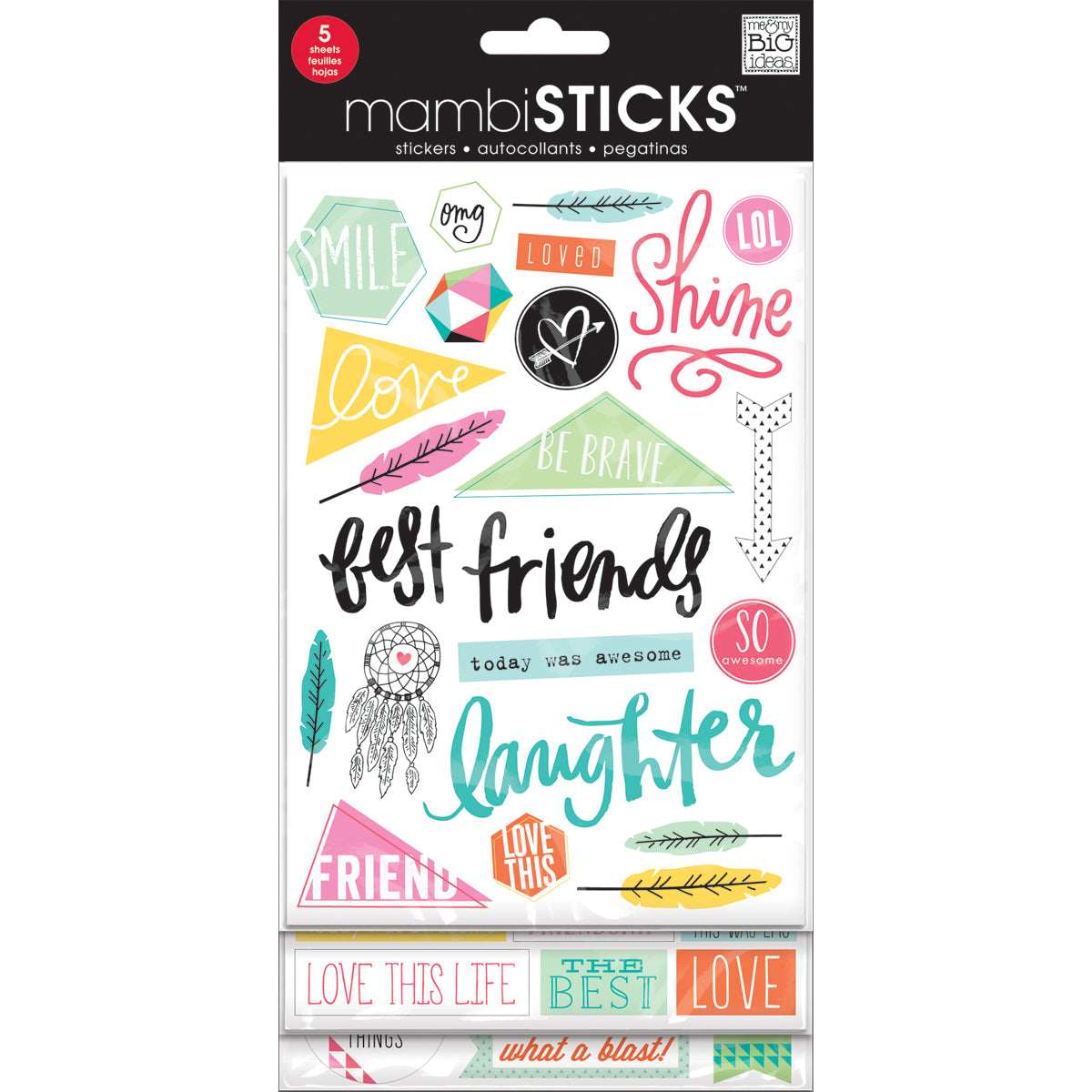 Glitter Stickers Value Pack - Geometric Friends, 100/Pkg