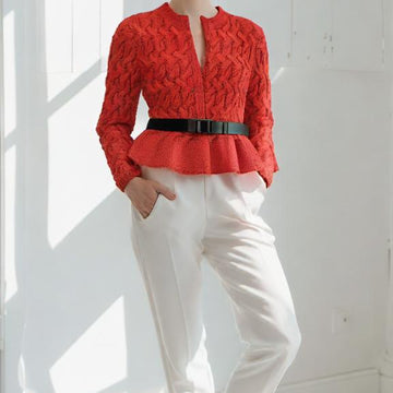 Cable Knit Peplum Cardigan – Elegant Women's Sweater