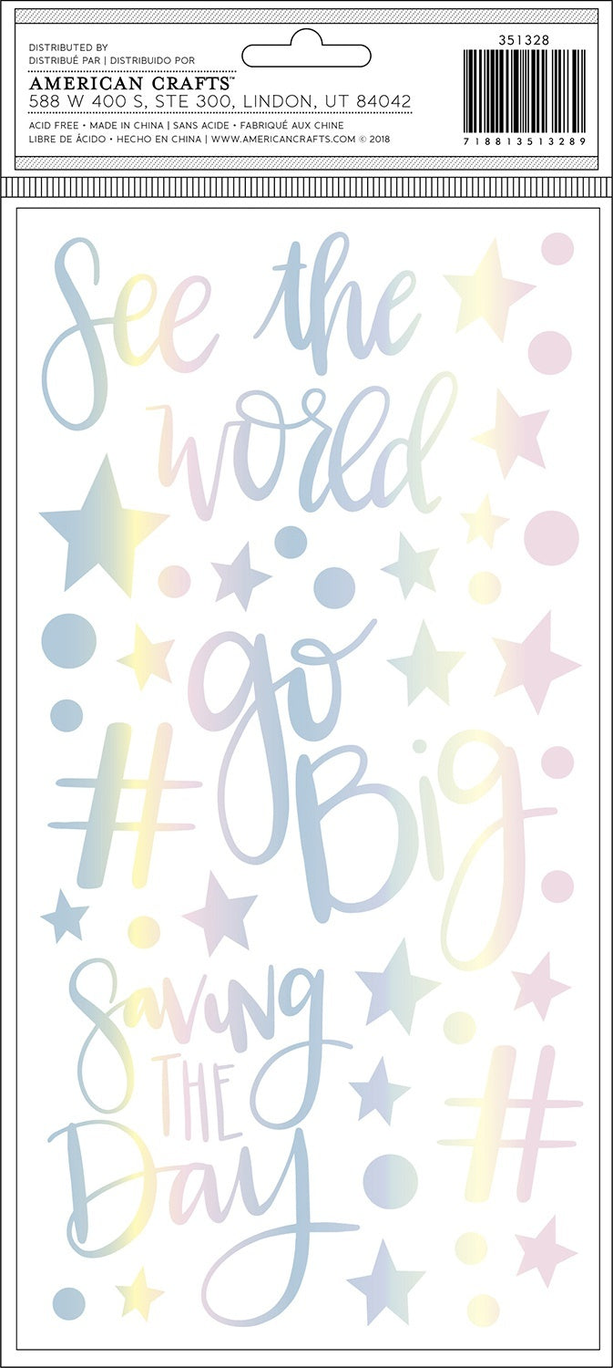 American Crafts Shimelle Sparkle City Thickers Stickers 5.5"X11" 101/Pkg - Sparkle Phrases & Icons/Foam