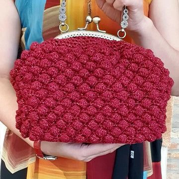 Crochet Raspberry Metal Frame Purse