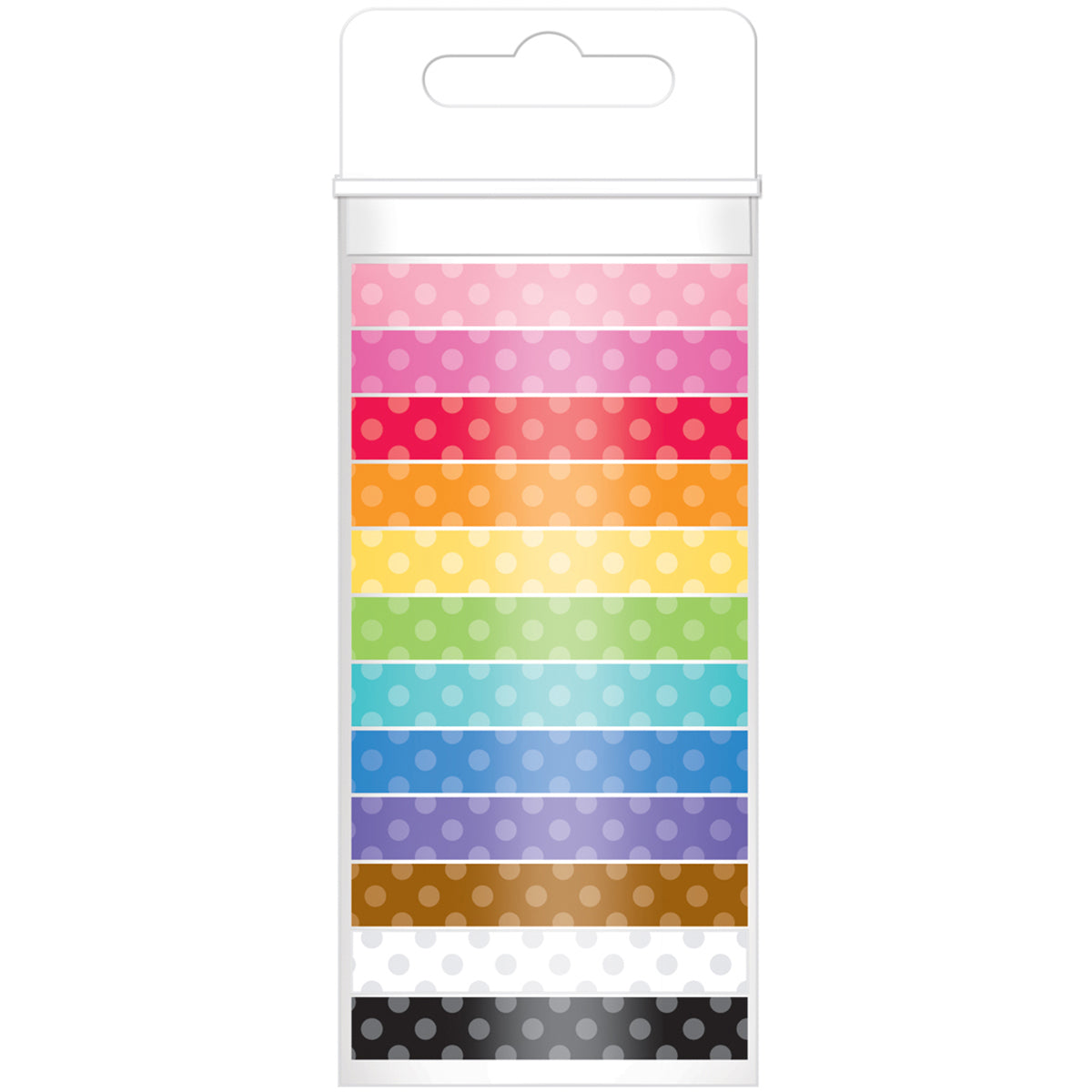 Doodlebug Monochromatic Washi Tape 8mmx12yds 12/Pkg - Polka Dot