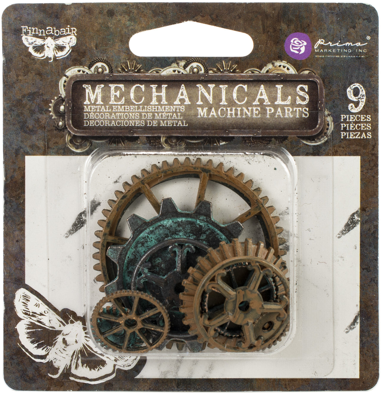 Prima Marketing Finnabair Mechanicals Metal Embellishments - Machine Parts 9/Pkg