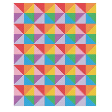 Rainbow Triangles C2C Pattern - Large Throw Blanket PDF with Graph + Row-by-Row count