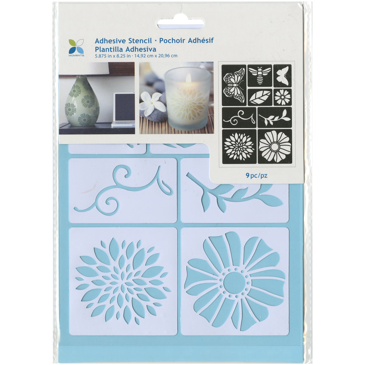 Momenta Adhesive Stencil 6"X8" - Flowers & Bugs