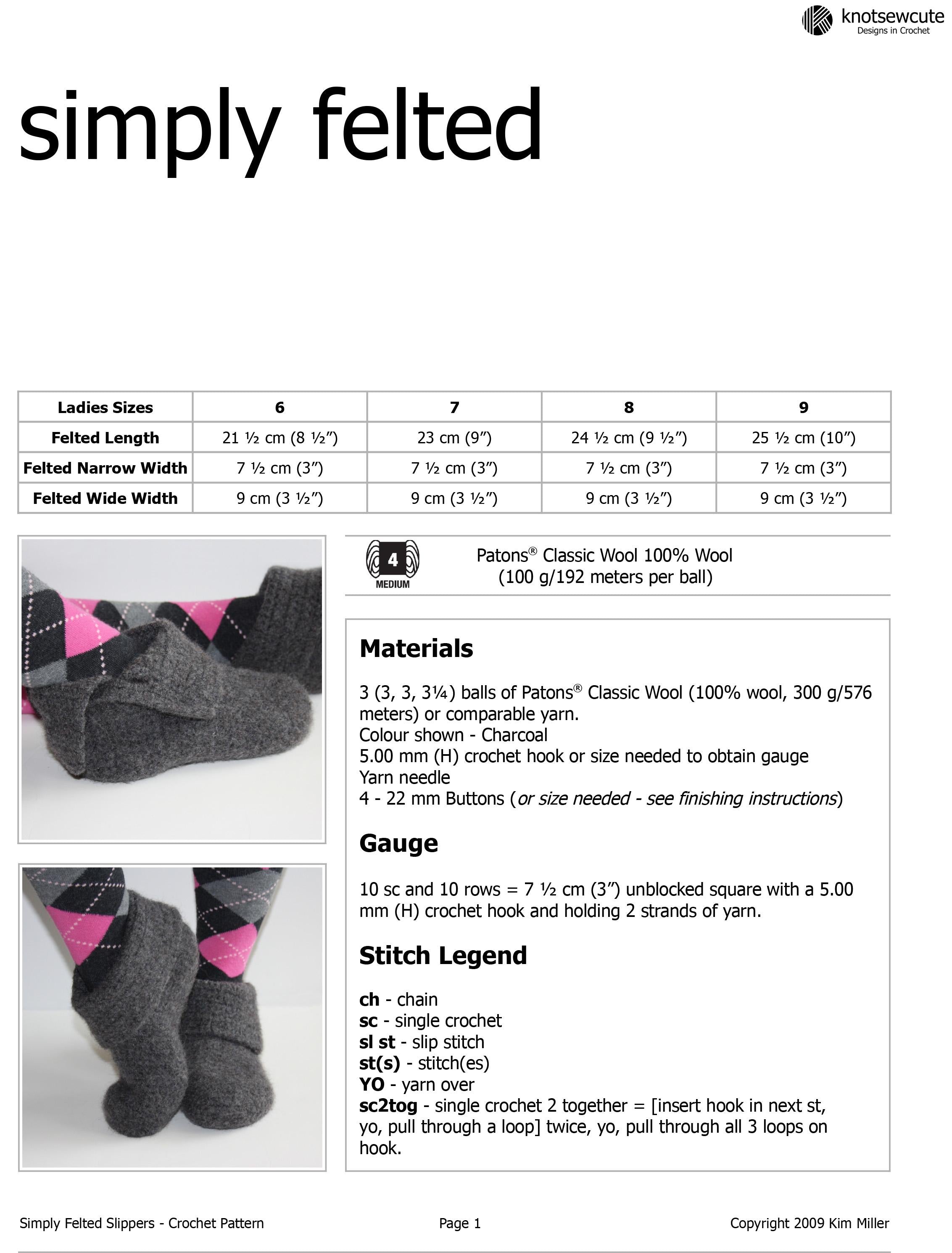 Simply Felted Ladies Slippers