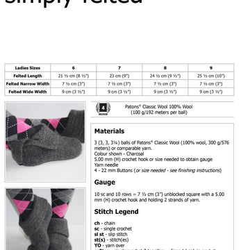 Simply Felted Ladies Slippers