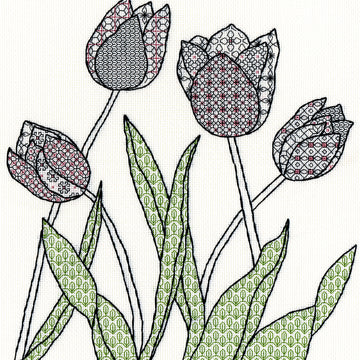 Bothy Threads Tulips Blackwork Cross Stitch Kit - 28cm x 33cm
