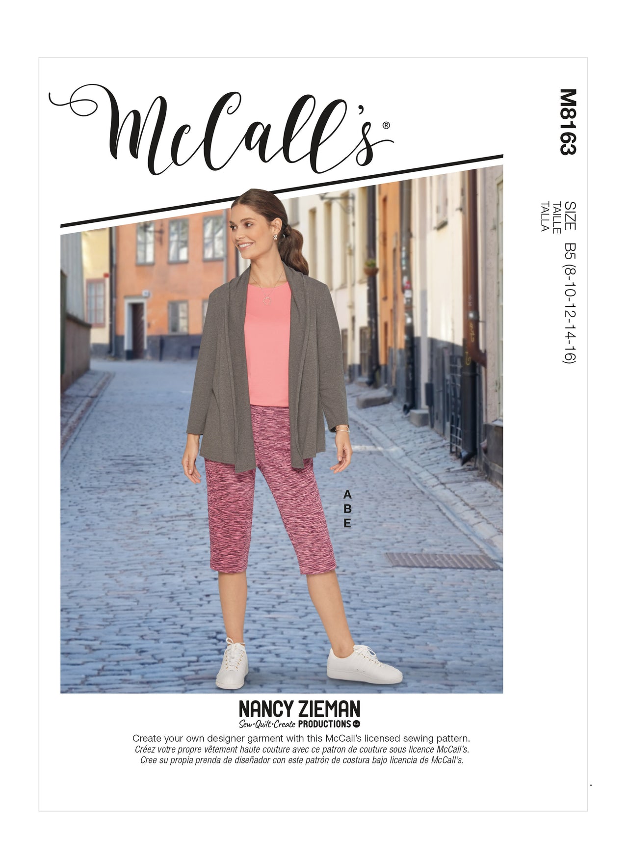 McCall's Misses' & Women's Knit Shawl Collar Jacket, Tops With Slits, Banded Skirt & Pants M8163 - Sewing Pattern