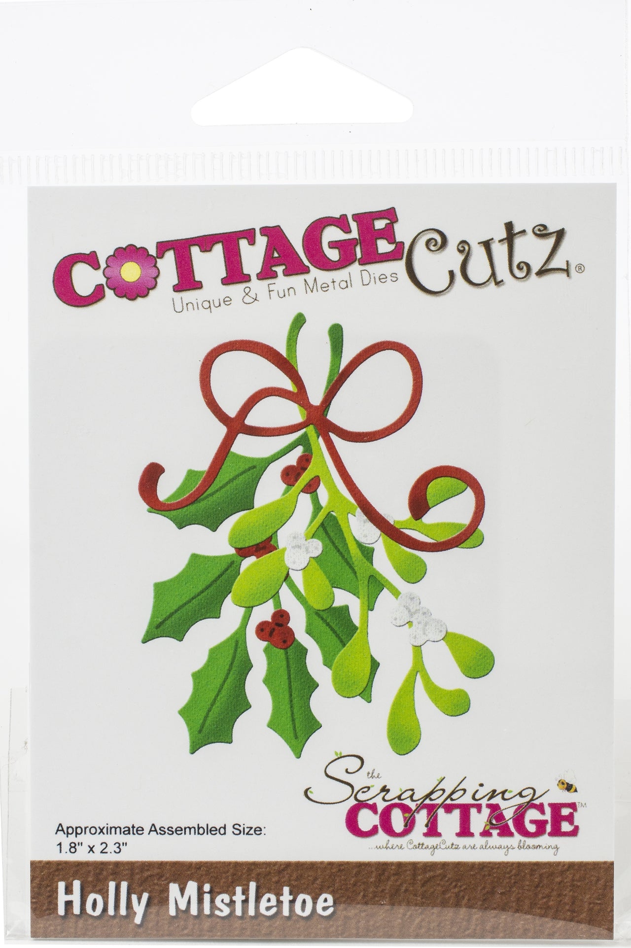 CottageCutz Dies - Holly Mistletoe, 1.8"X2.3"