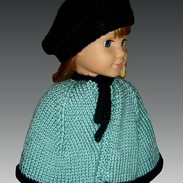Knitting pattern. Fits American Girl Doll. Cape and Beret, 18 inch