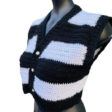 Wednesday Cropped Crochet Waistcoat