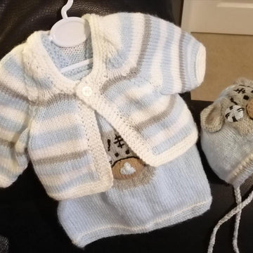Grayson Tatty Bear Pinefore, Cardi and Bonnet 0-3mths