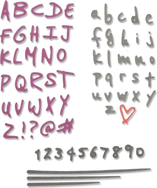 Sizzix Thinlits Dies By Sophie Guilar - Doodle Alphabet & Numbers