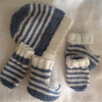 Denim Dude Hat, Mittens,Bootie set