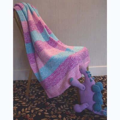 Striped Double Stranded Blanket in Plymouth Yarn Dreambaby DK - F630 - Downloadable PDF