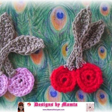 Crochet Cherries Applique Pattern Ornament For Holidays And Christmas