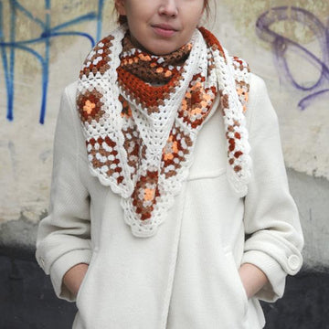 Cozy Corners triangular crochet scarf