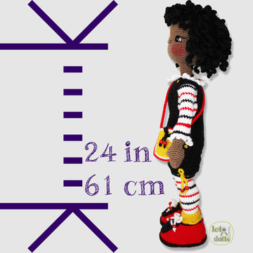 24 inch crochet doll pattern PDF, XL amigurumi doll, Bianca