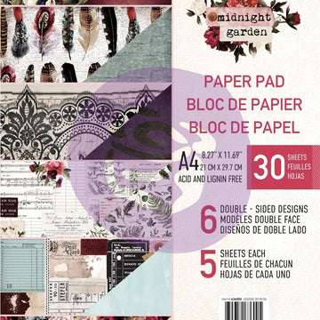 Prima Marketing Double-Sided Paper Pad A4 30/Pkg - Midnight Garden, 6 Designs/5 Each