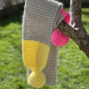 Neon pom pom scarf