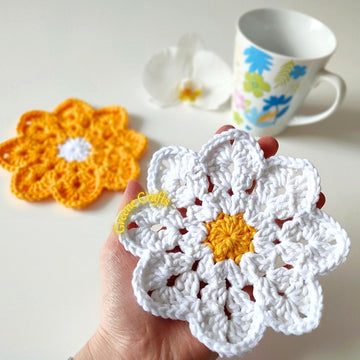 Daisy Coasters - Beginner-friendly Crochet Pattern / Margerite Untersetzer