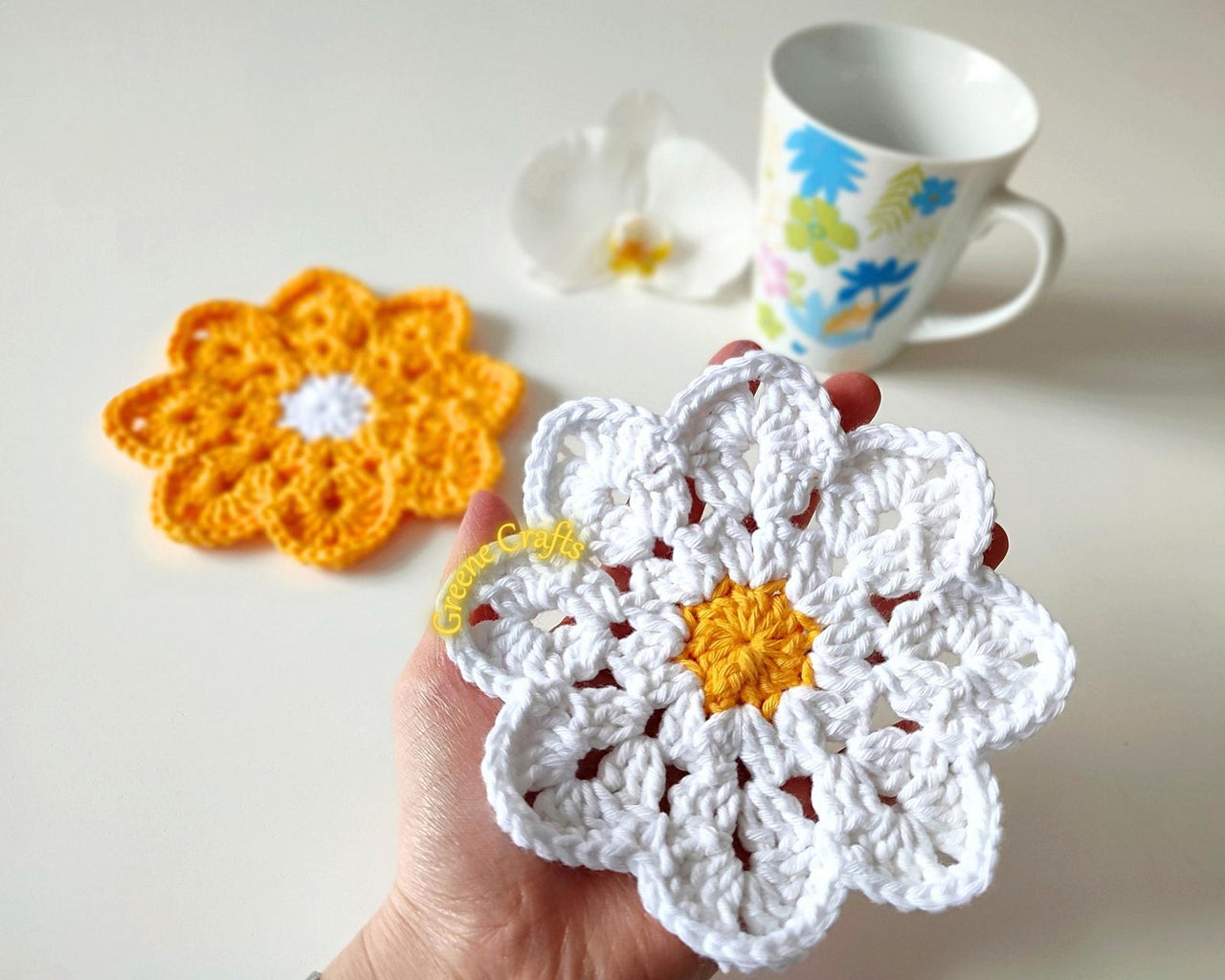 Daisy Coasters - Beginner-friendly Crochet Pattern / Margerite Untersetzer