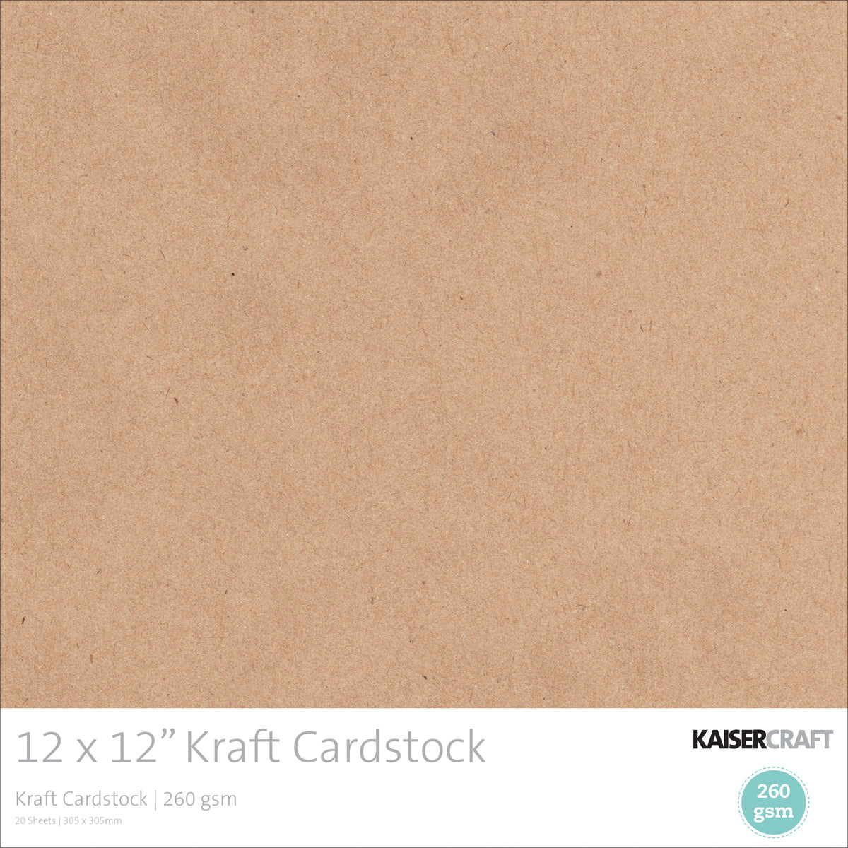 Kaisercraft Cardstock 12"X12" 20/Pkg - Kraft, 260gsm